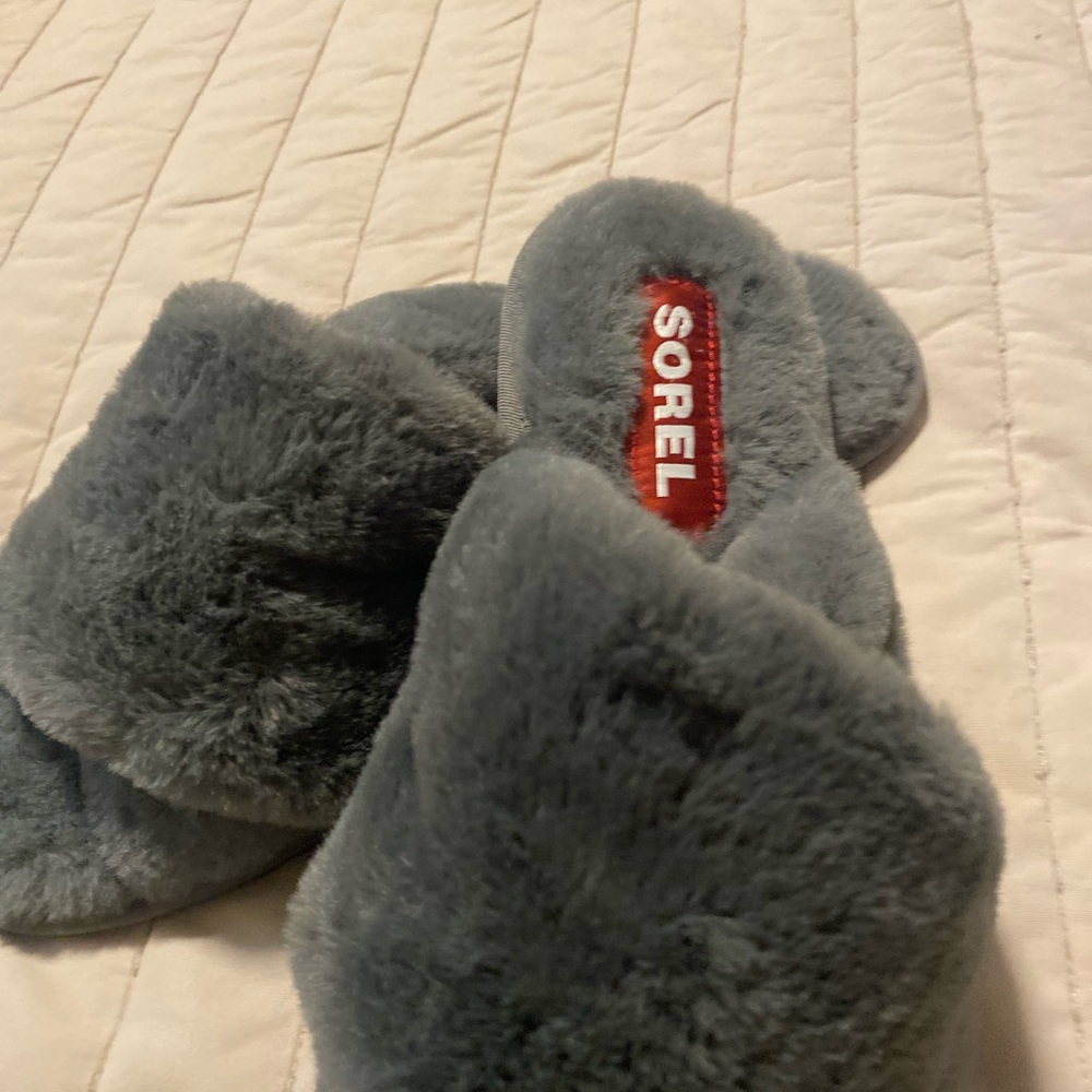Sorel Charcoal Plush Slippers